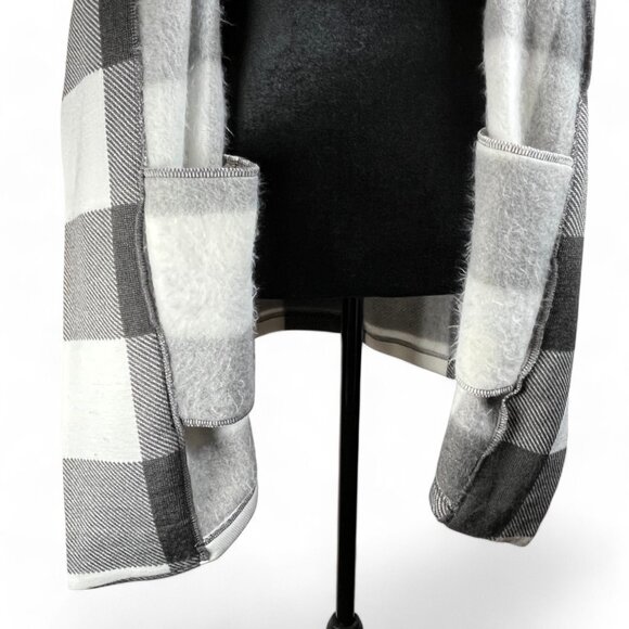 Maurices Gray and White Checker Sweater Jacket Size Small Blazer Hooded - Picture 6 of 11